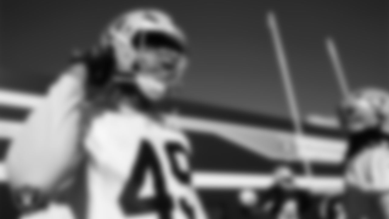 Las Vegas Raiders defensive end Charles Snowden (49) during practice at Intermountain Health Performance Center.