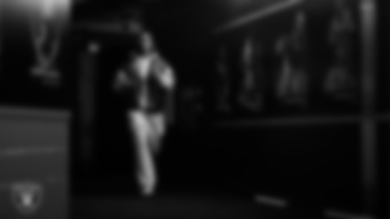 Las Vegas Raiders wide receiver Dont'e Thornton Jr. (10) arrives to the regular season home game against the Denver Broncos at Allegiant Stadium.