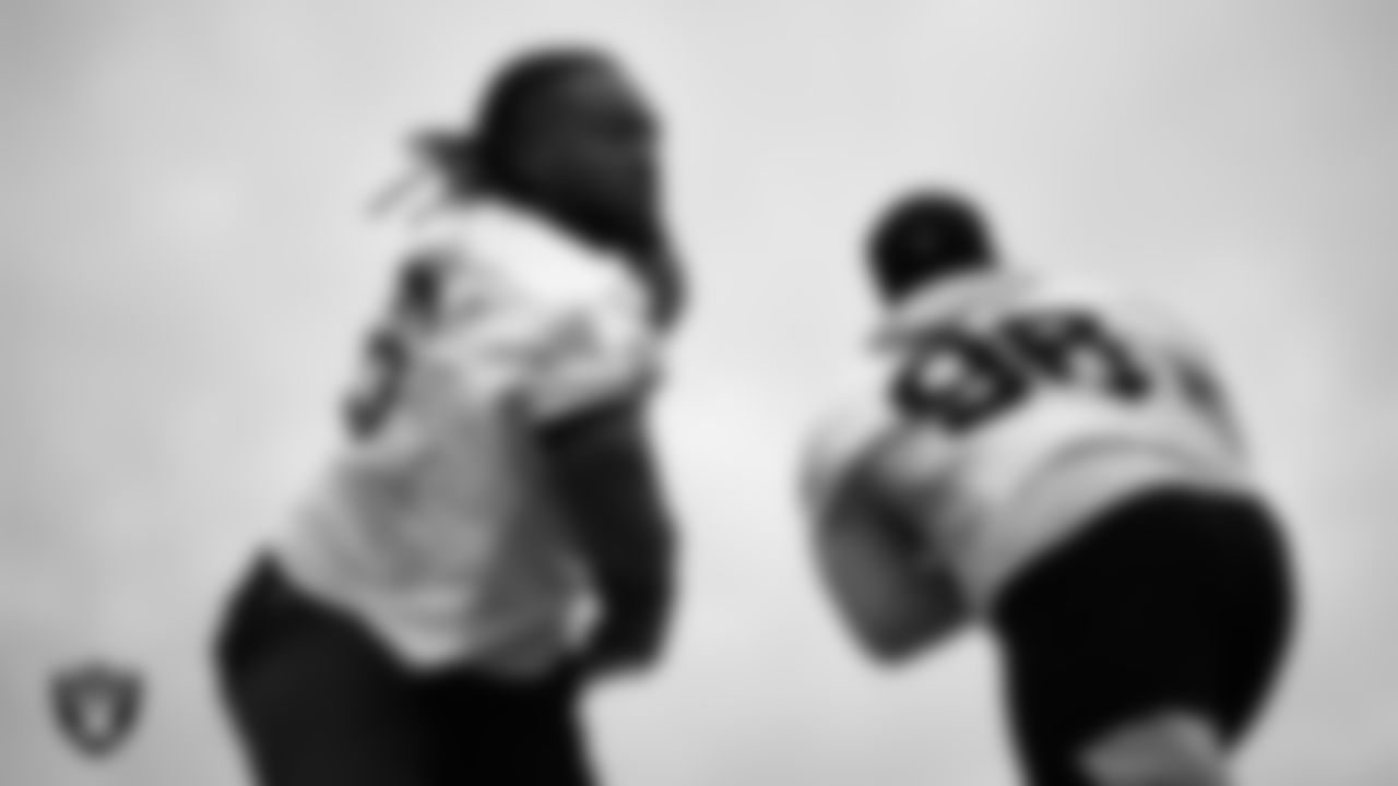 Las Vegas Raiders defensive tackle Adam Butler (69) during practice at Intermountain Health Performance Center.