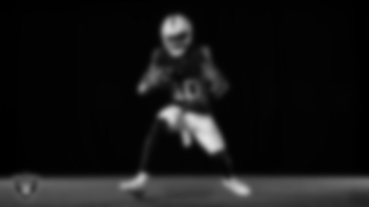 Las Vegas Raiders wide receiver Dont'e Thornton Jr. (10) poses for a photo at the 2025 Raiders Media Day.