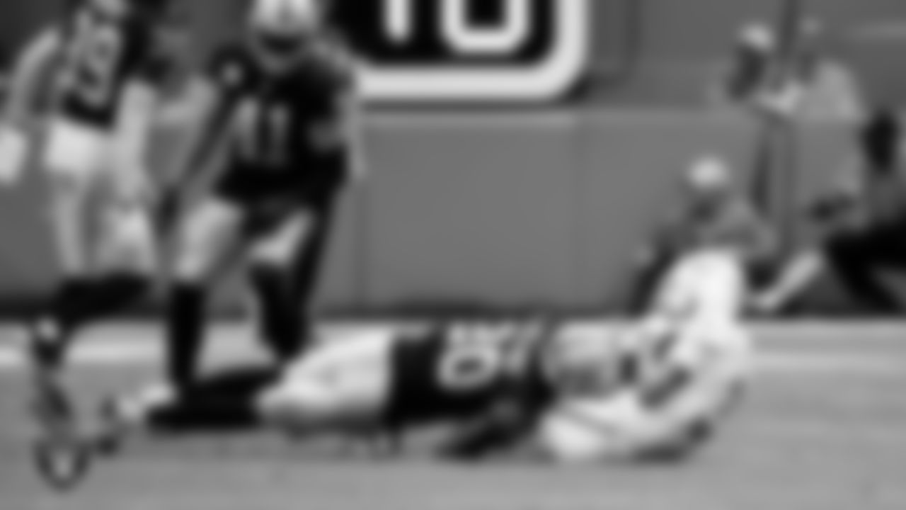 Las Vegas Raiders safety Isaiah Pola-Mao (20) during the regular season game against the Miami Dolphins at Hard Rock Stadium.