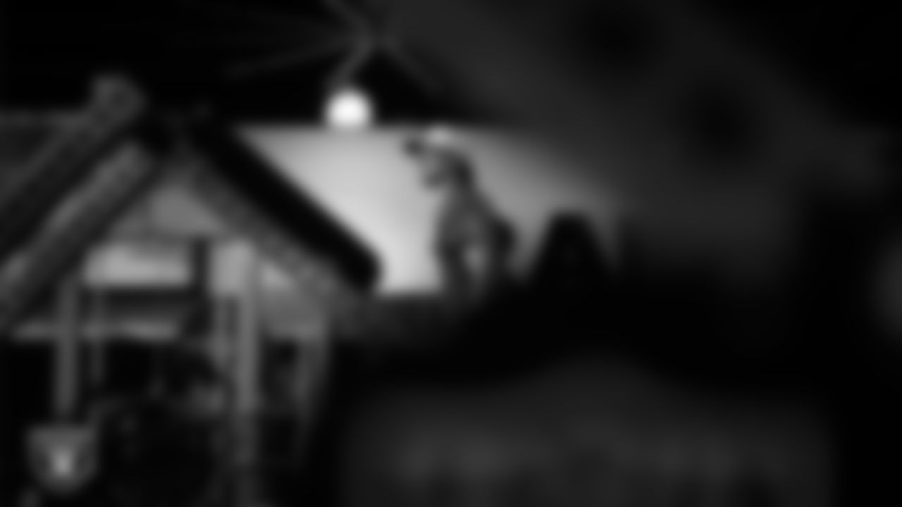 Las Vegas Raiders quarterback Kenny Pickett (15) in the weight room during practice at Intermountain Health Performance Center.