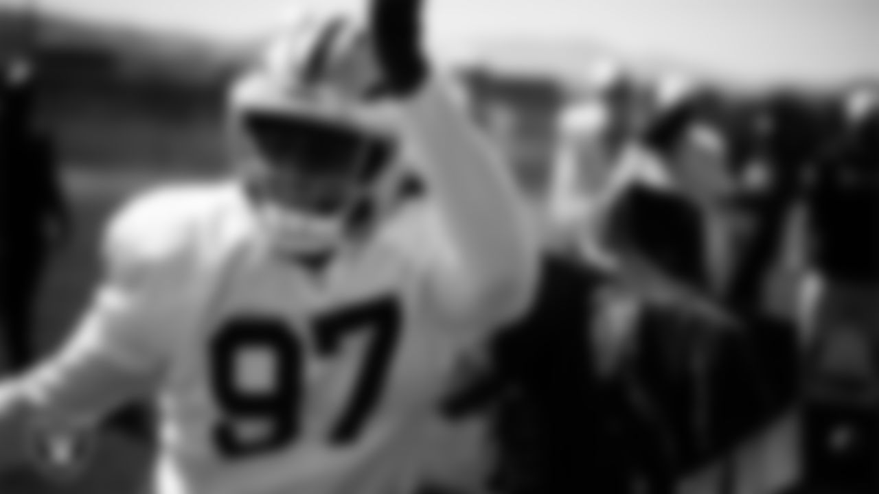 Las Vegas Raiders defensive tackle Tonka Hemingway (97) during practice at Intermountain Health Performance Center.