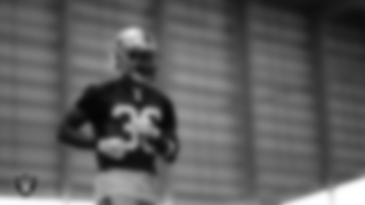 Las Vegas Raiders cornerback Kyu Blu Kelly (36) during practice at Intermountain Health Performance Center.