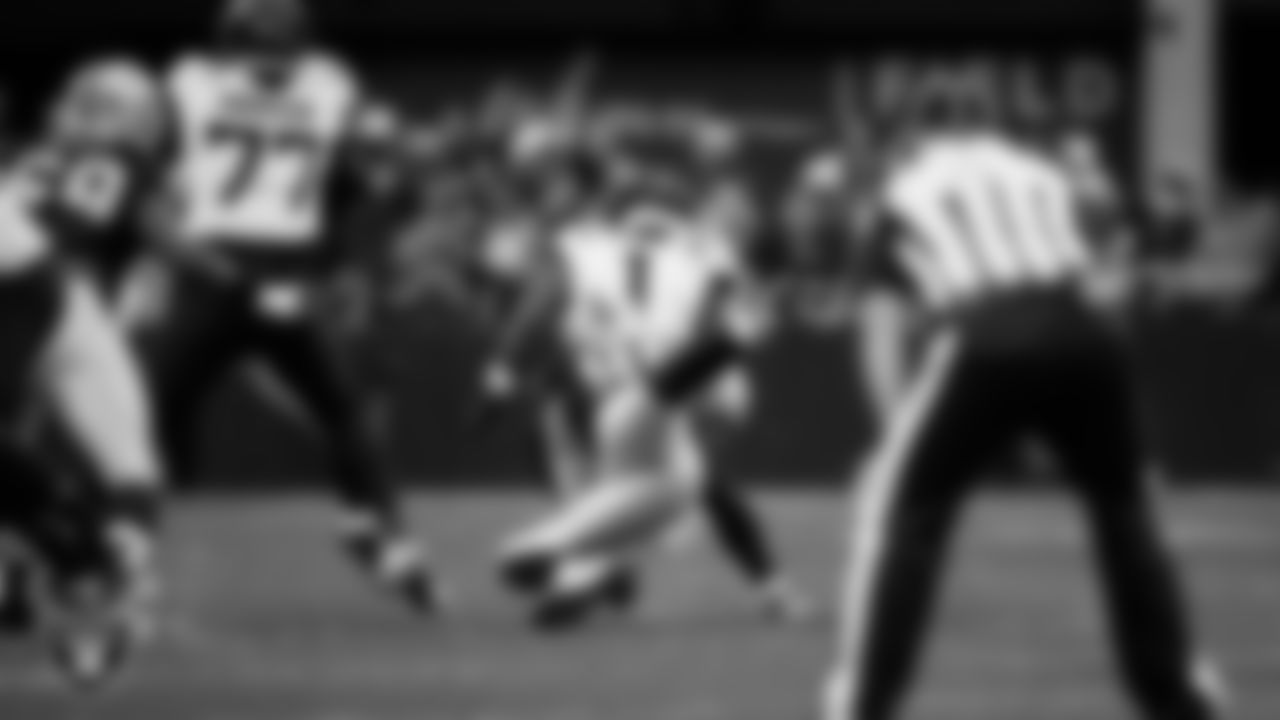 Las Vegas Raiders defensive end Maxx Crosby (98) makes a tackle during the regular season home game against the Jacksonville Jaguars at Allegiant Stadium.