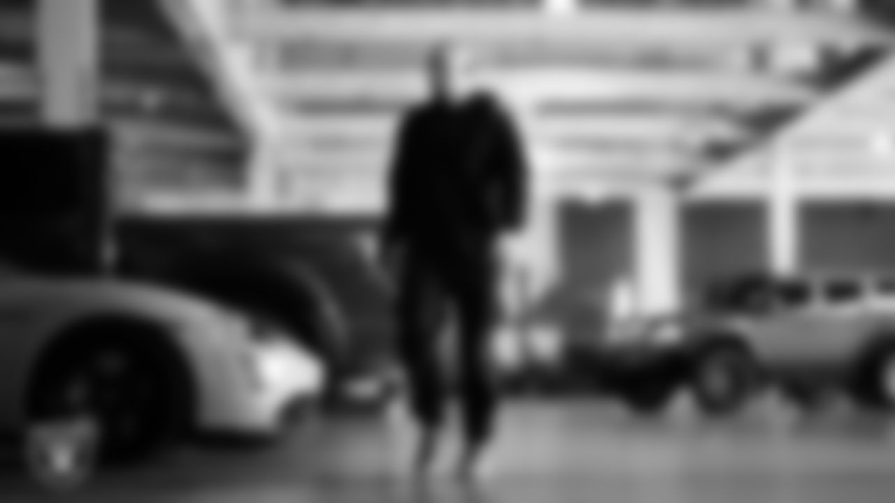 Las Vegas Raiders long snapper Jacob Bobenmoyer (50) arrives to the regular season home game against the Jacksonville Jaguars at Allegiant Stadium.