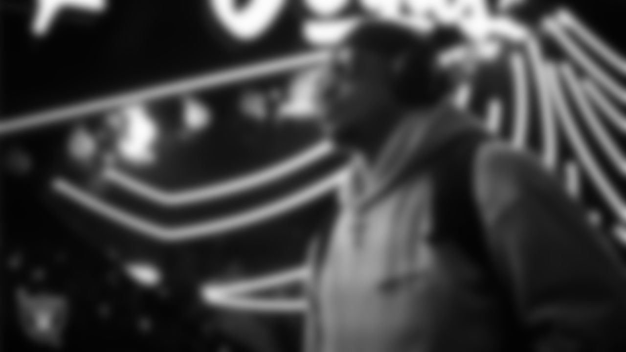 Las Vegas Raiders running back Chris Collier (35) arrives to the regular season home game against the New York Giants at Allegiant Stadium.