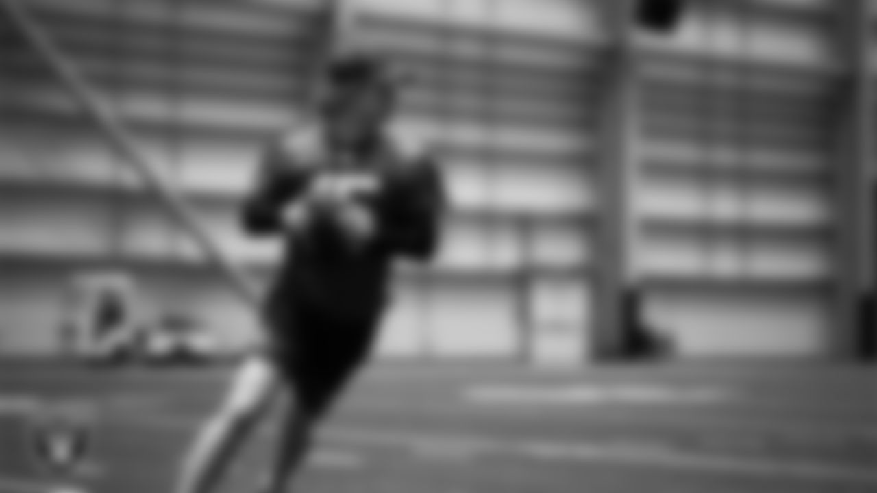 Las Vegas Raiders quarterback Kenny Pickett (15) during practice at Intermountain Health Performance Center.