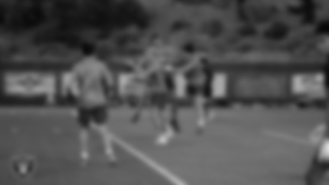 Athletes compete in a 7-on-7 game during a Las Vegas Raiders 11-ON event at Damonte Ranch High School.