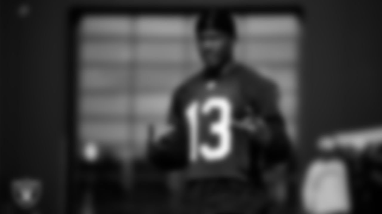 Las Vegas Raiders wide receiver Phillip Dorsett II (13) during practice at Intermountain Health Performance Center.