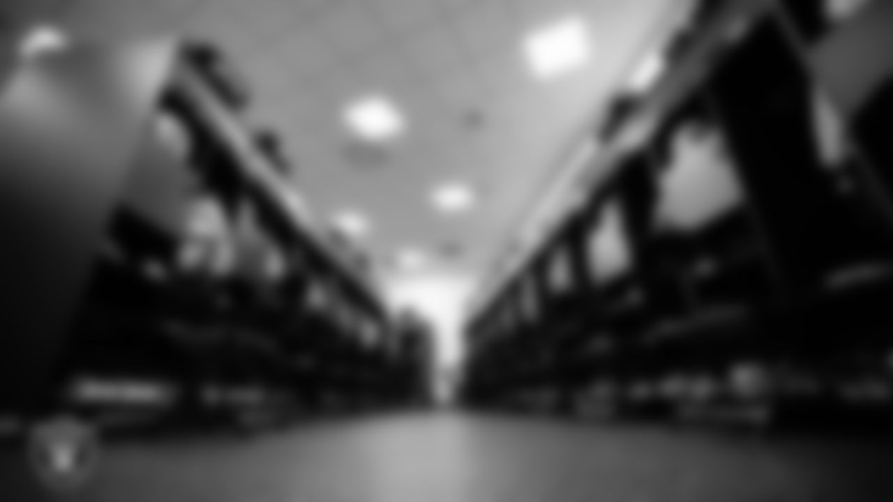 The locker room prior to the Las Vegas Raiders' arrival for their preseason home game against the San Francisco 49ers at Allegiant Stadium.