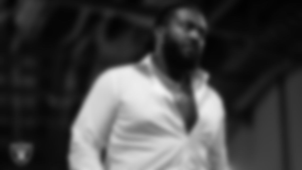 Las Vegas Raiders defensive lineman Adam Butler (69) arrives to the regular season away game against the Los Angeles Chargers at SoFi Stadium.