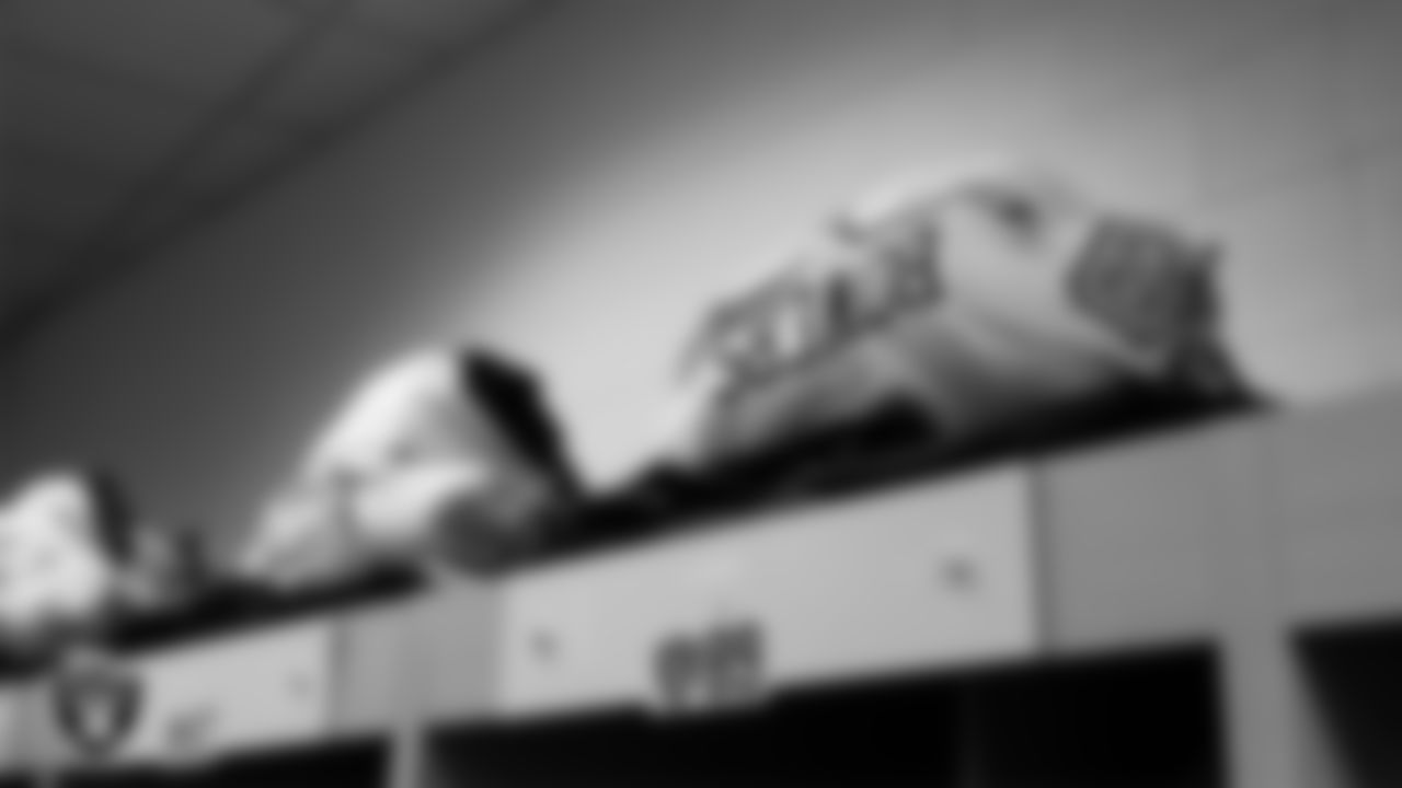The locker room prior to the Las Vegas Raiders' arrival for their regular season away game against the Denver Broncos at Empower Field at Mile High.