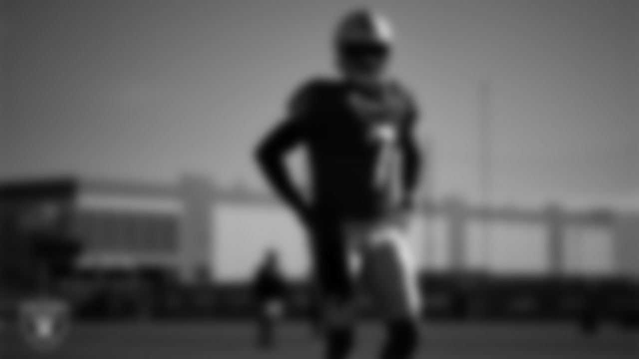 Las Vegas Raiders quarterback Geno Smith (7) during practice at Intermountain Health Performance Center.