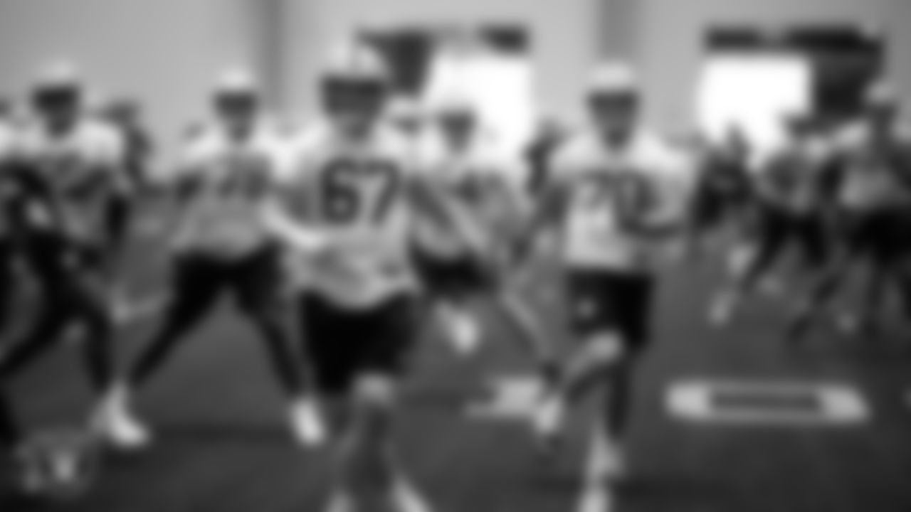 Las Vegas Raiders center Will Putnam (67) at an Organized Team Activity (OTA) at Intermountain Health Performance Center.