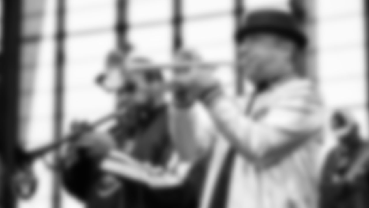 The Raiders House Band performs before the regular season home game against the New York Giants at Allegiant Stadium.