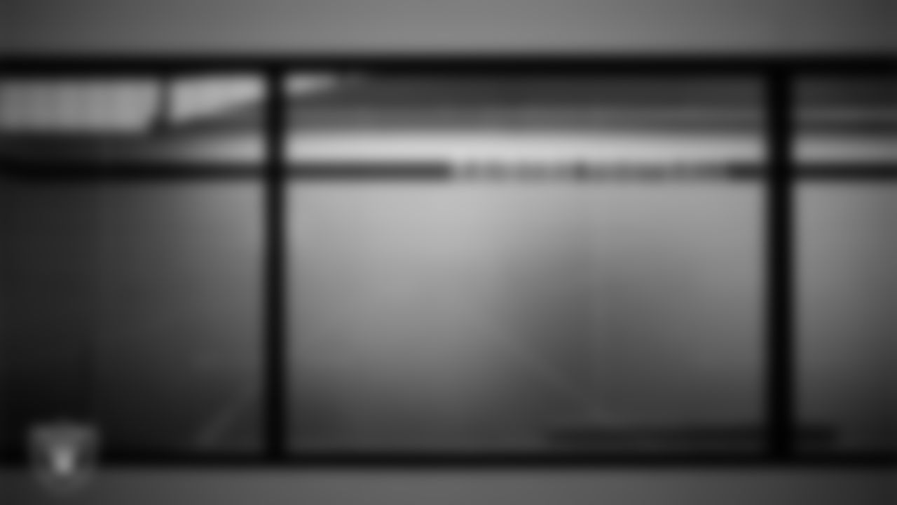 Las Vegas Raiders signage during practice at Intermountain Health Performance Center.