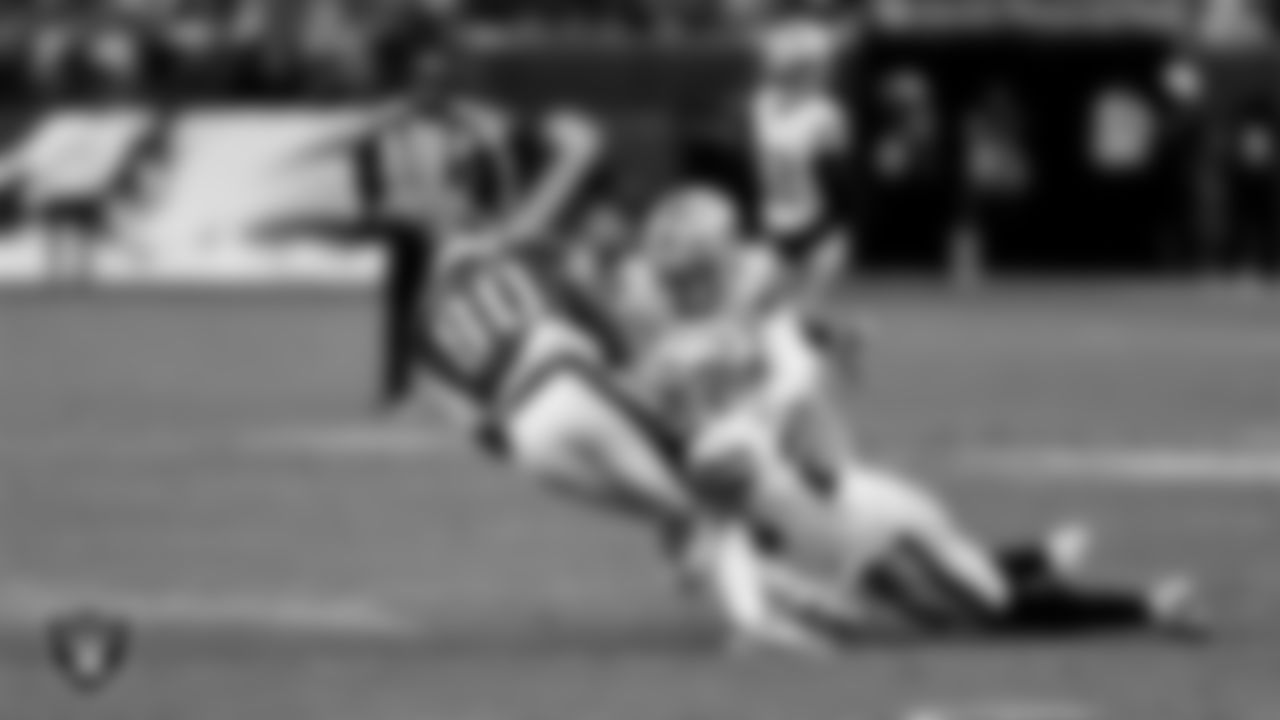 Las Vegas Raiders safety Isaiah Pola-Mao (20) and cornerback Dairen Porter (26) during the regular season away game against the Philadelphia Eagles at Lincoln Financial Field.