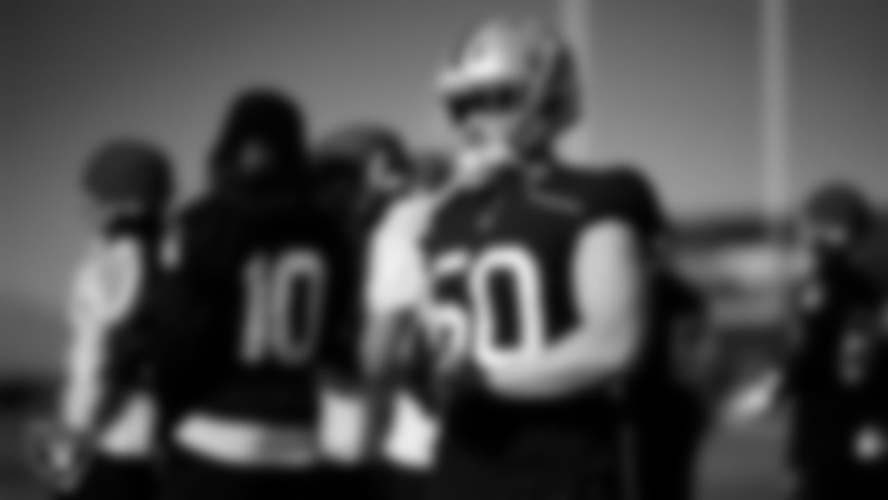 Las Vegas Raiders long snapper Jacob Bobenmoyer (50) during practice at Intermountain Health Performance Center.