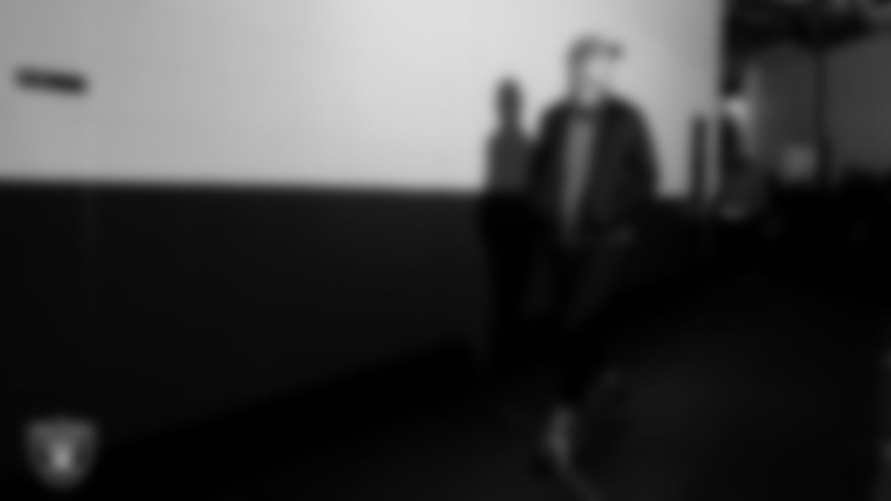 Las Vegas Raiders kicker Daniel Carlson (8) arrives to the regular season away game against the Philadelphia Eagles at Lincoln Financial Field.