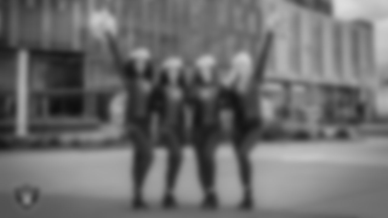 Raiderettes Shayla, Sloane, Lexie and Kennedy during a toy drive at Intermountain Health Primary Children's Hospital.