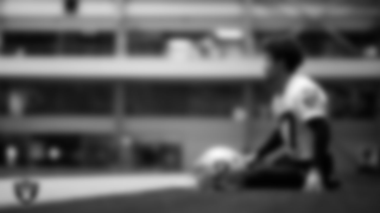 Las Vegas Raiders safety Tristin McCollum (27) during practice at Intermountain Health Performance Center.