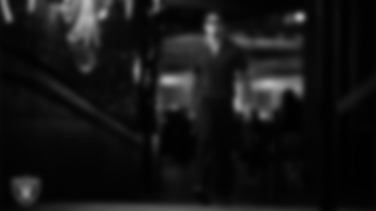 Las Vegas Raiders safety Isaiah Pola-Mao (20) arrives to the regular season home game against the Dallas Cowboys at Allegiant Stadium.