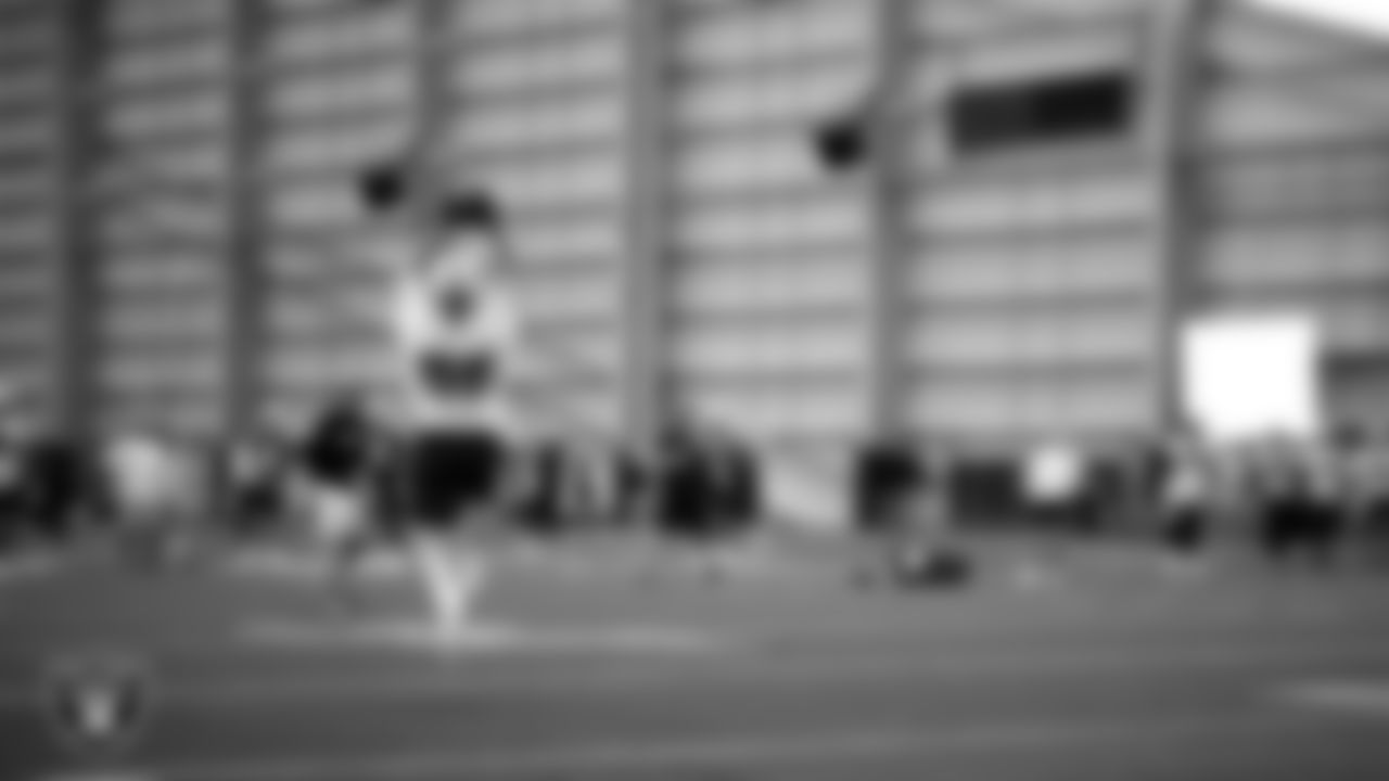 Las Vegas Raiders tight end Pat Conroy (86) at an Organized Team Activity (OTA) at Intermountain Health Performance Center.