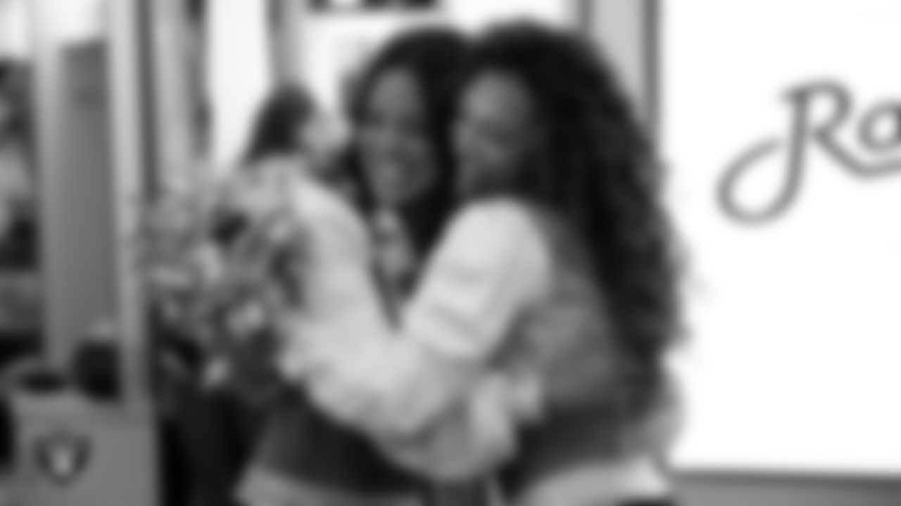 Raiderettes Reagan and Lexie in the locker room before the regular season home game against the Kansas City Chiefs at Allegiant Stadium.