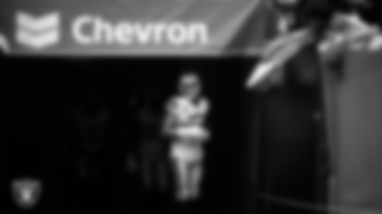 Las Vegas Raiders defensive end Maxx Crosby (98) walks down the tunnel before the regular season away game against the Houston Texans at NRG Stadium.