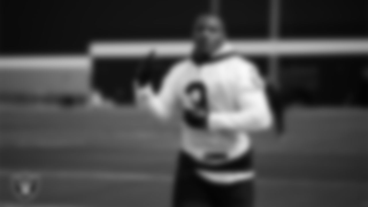 Las Vegas Raiders running back Zamir White (3) at a workout during phase two of the offseason program at Intermountain Health Performance Center.