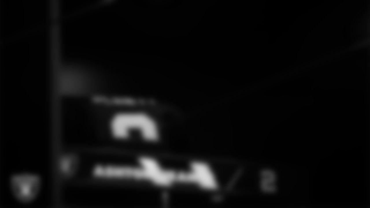 Las Vegas Raiders running back Ashton Jeanty's (2) locker in the locker room prior to the Raiders' arrival for their regular season home game against the Kansas City Chiefs at Allegiant Stadium.