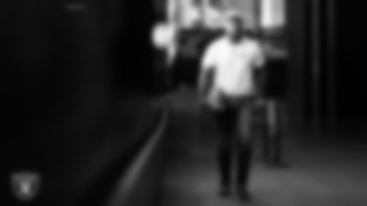 Las Vegas Raiders linebacker Devin White (45) arrives to the regular season home game against the Denver Broncos at Allegiant Stadium.