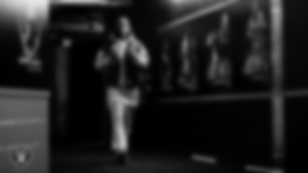 Las Vegas Raiders wide receiver Dont'e Thornton Jr. (10) arrives to the regular season home game against the Denver Broncos at Allegiant Stadium.