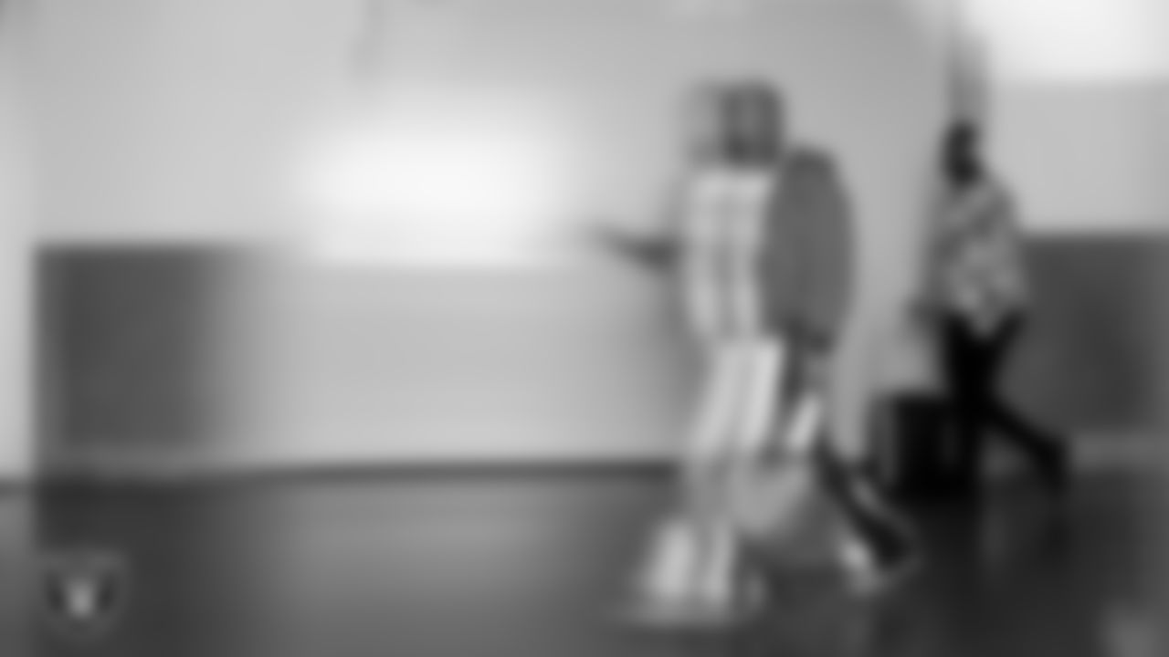 Las Vegas Raiders cornerback Eric Stokes (22) arrives to the regular season away game against the Los Angeles Chargers at SoFi Stadium.