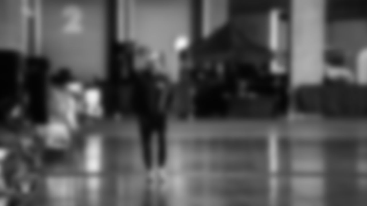 Las Vegas Raiders quarterback Cam Miller (5) arrives to the regular season home game against the Cleveland Browns at Allegiant Stadium.