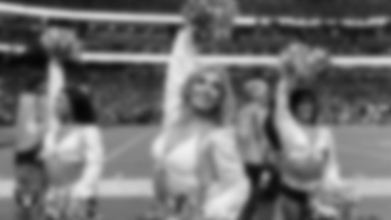 Raiderette Taylor on the sidelines during the regular season home game against the Los Angeles Chargers at Allegiant Stadium.