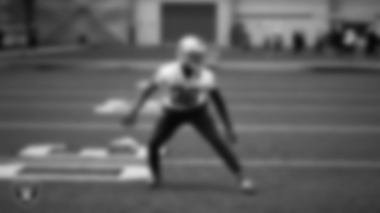 Las Vegas Raiders cornerback Kyu Blu Kelly (36) during practice at Intermountain Health Performance Center.