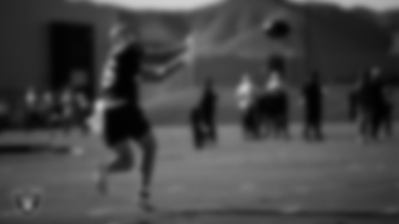 Las Vegas Raiders tight end Carter Runyon (46) during practice at Intermountain Health Performance Center.