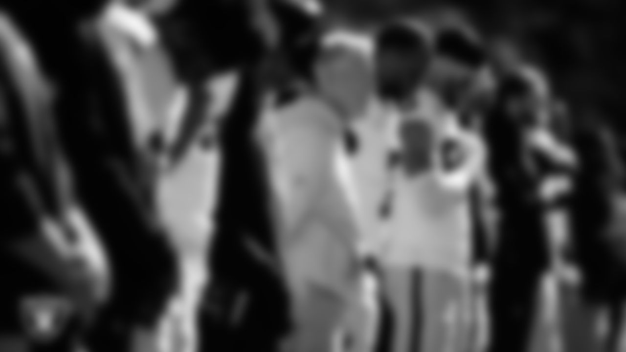 Las Vegas Raiders Head Coach Pete Carroll during the national anthem before the regular season away game against the Kansas City Chiefs at GEHA Field at Arrowhead Stadium.