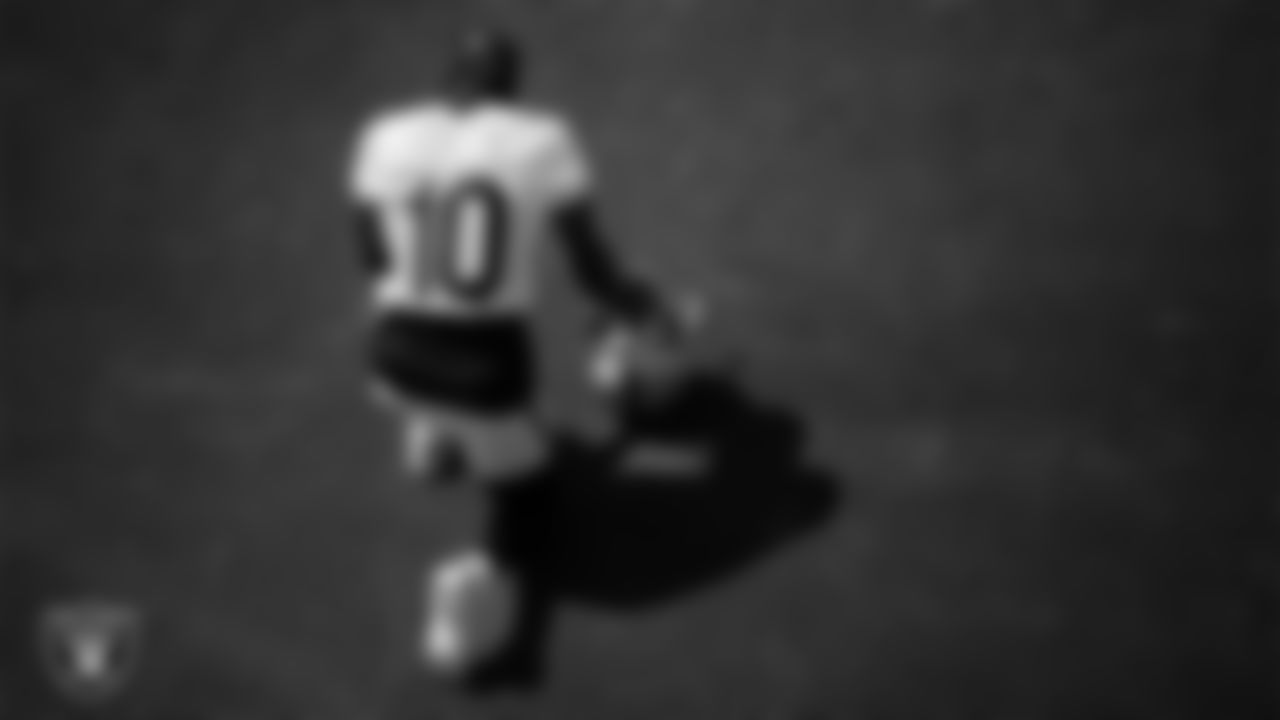 Las Vegas Raiders wide receiver Dont'e Thornton Jr. (10) at an Organized Team Activity (OTA) at Intermountain Health Performance Center.