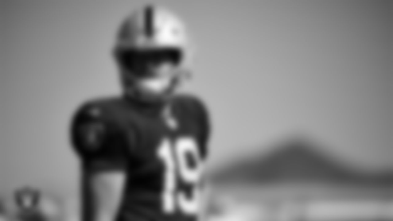 Las Vegas Raiders punter Brad Robbins (19) during practice at Intermountain Health Performance Center.