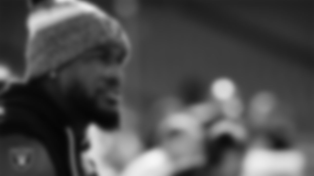 Las Vegas Raiders linebacker Devin White (45) warming up before the regular season away game against the Kansas City Chiefs at GEHA Field at Arrowhead Stadium.