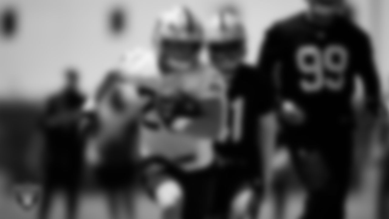 Las Vegas Raiders running back Dylan Laube (23) at an Organized Team Activity (OTA) at Intermountain Health Performance Center.