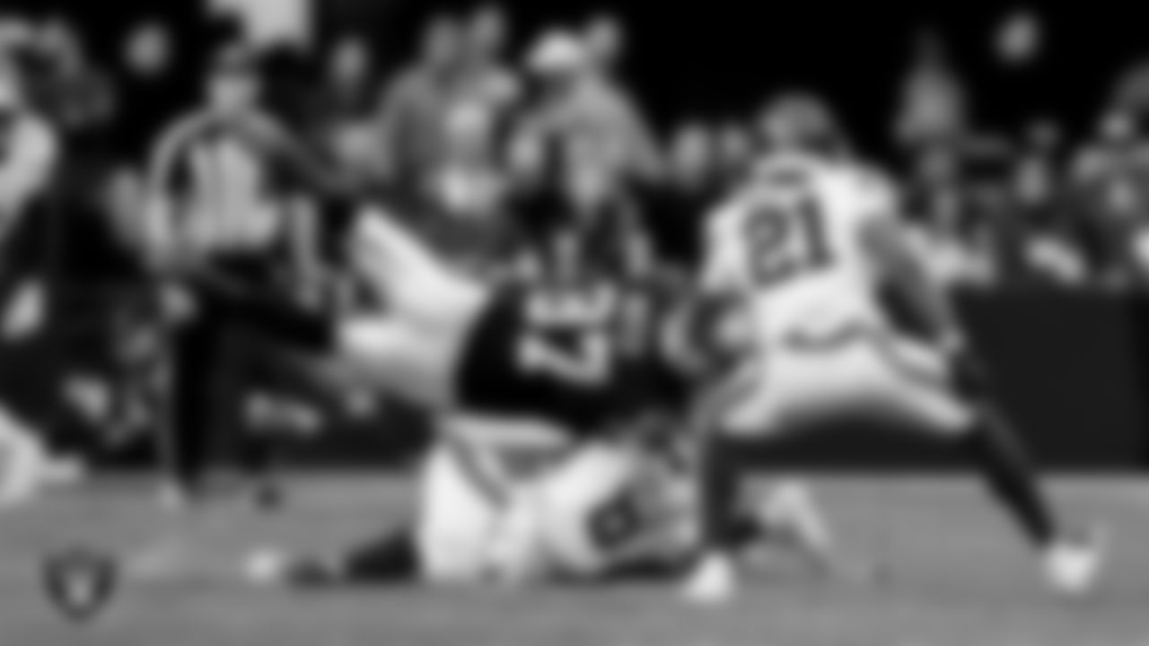 Las Vegas Raiders tight end Michael Mayer (87) during the regular season home game against the New York Giants at Allegiant Stadium.