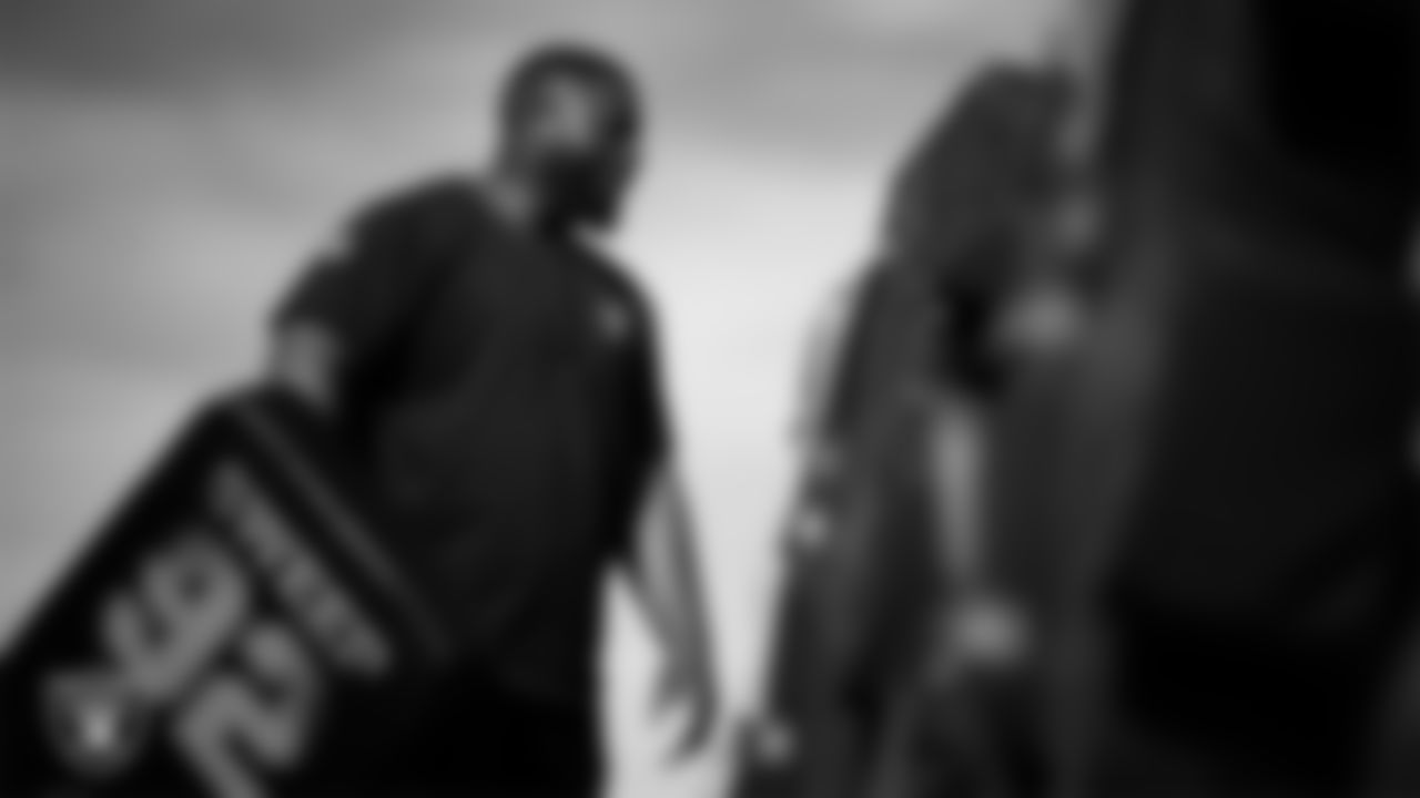 Las Vegas Raiders assistant defensive line coach Kenyon Jackson during practice at Intermountain Health Performance Center.