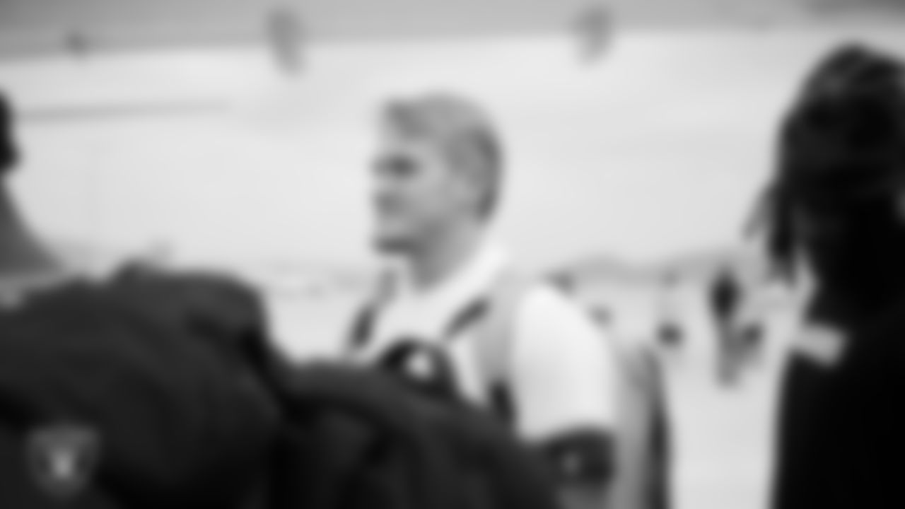 Las Vegas Raiders linebacker Cody Lindenberg (55) departs for the preseason away game against the Arizona Cardinals.