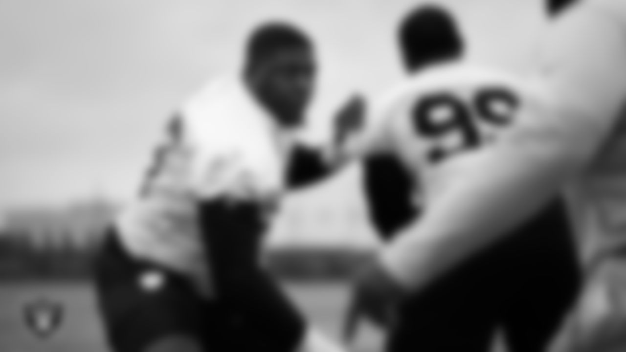 Las Vegas Raiders defensive tackle Brodric Martin (93) during practice at Intermountain Health Performance Center.