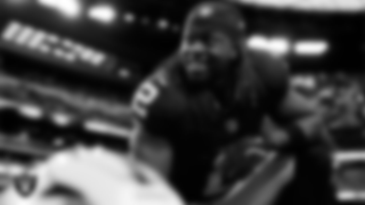 Las Vegas Raiders running back Ashton Jeanty (2) warming up before the regular season home game against the Kansas City Chiefs at Allegiant Stadium.