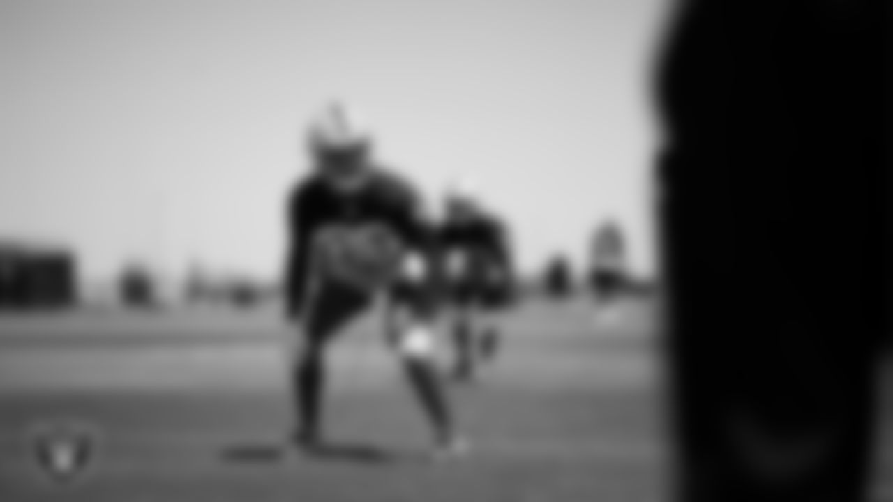 Las Vegas Raiders cornerback Kyu Blu Kelly (36) at an Organized Team Activity (OTA) at Intermountain Health Performance Center.